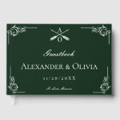 Livre D'or Monogramme et Mariage des flèches Emerald Green (Recto)
