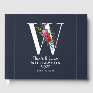 Livre D'or Monogramme initial lettre W floral nom mariage