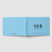 Livre D'or Monogramme Mariage de lin bleu clair (Complet)