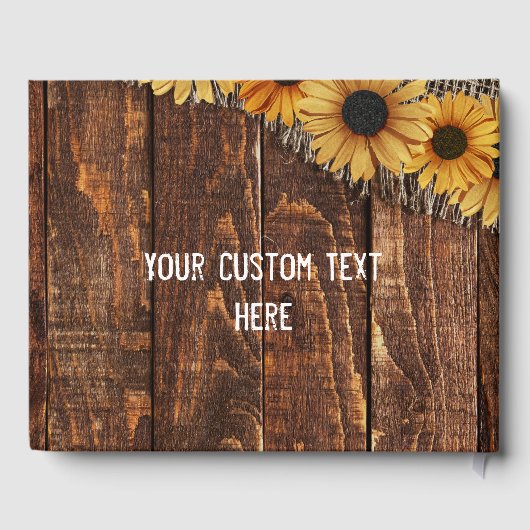 Livre D'or Monogramme Mariage de tournesol en bois rustique e (Verso)