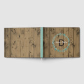 Livre D'or Monogramme Mariage en bois rustique | Couronne bot (Complet)