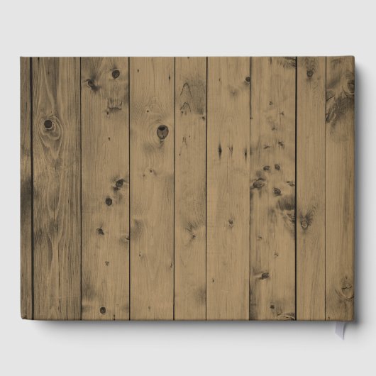 Livre D'or Monogramme Mariage en bois rustique | Couronne bot (Verso)