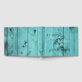 Livre D'or Monogramme Mariage rustique | Bois Patiné turquois (Complet)