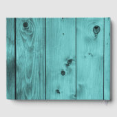 Livre D'or Monogramme Mariage rustique | Bois Patiné turquois (Verso)