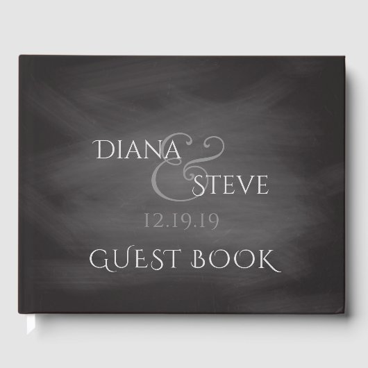 Livre D'or Monogramme Mariage rustique | Tableau noir simple (Recto)