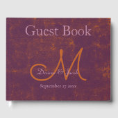 Livre D'or Monogramme Mariage Texture Violet Orange Rustique (Recto)