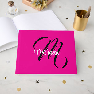 Livre D'or Monogramme minimaliste moderne initial nom rose ch