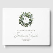 Livre D'or Monogramme moderne Eucalyptus Mariage de couronne  (Recto)