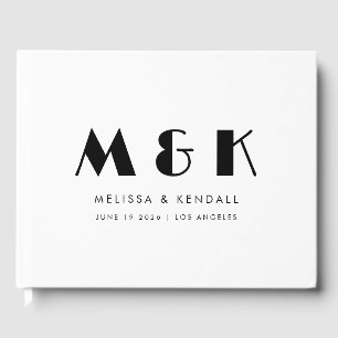 Livre D'or Monogramme moderne Mariage noir blanc
