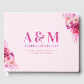 Livre D'or Monogramme rose chaud vibrant Élégant Mariage (Recto)