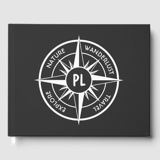 Livre D'or Monographie d'emblème de compas noir et blanc (Recto)