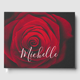 Livre D'or Monographie personnalisée rose rouge photo vintage