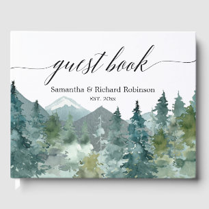 Livre D'or Montagnes aquarelles rustiques mariage douche