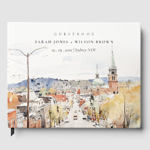 Livre D'or Montpelier City Scape Vermont Watercolor Mariage