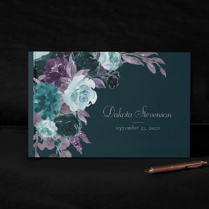 Livre D'or Moody Boho Bouquet Turquoise profond et pourpre