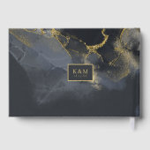 Livre D'or Moody Ink Charcoal Gold Abstrait ID988 (Verso)