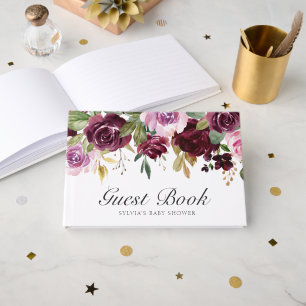 Livre D'or Moody Plum Floral Girl Baby shower