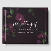 Livre D'or Moody Purple Blooms | Mariage Motif noir (Recto)