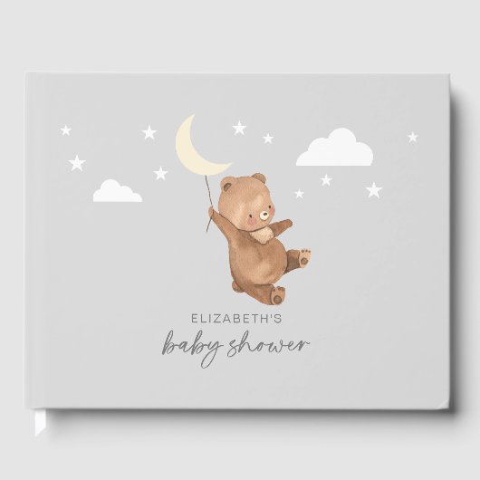 Livre D'or Moon Stars Bear Baby shower (Recto)