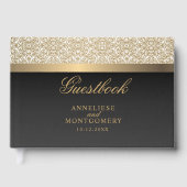 Livre D'or Motif Damassé Doré et Noir (Recto)