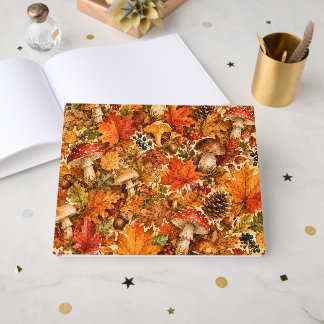 Livre D'or Motif de champignon de forêt automnale | Feuilles