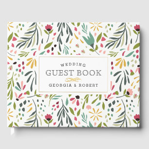 Livre D'or Motif de fleurs et feuilles de mûre colorées