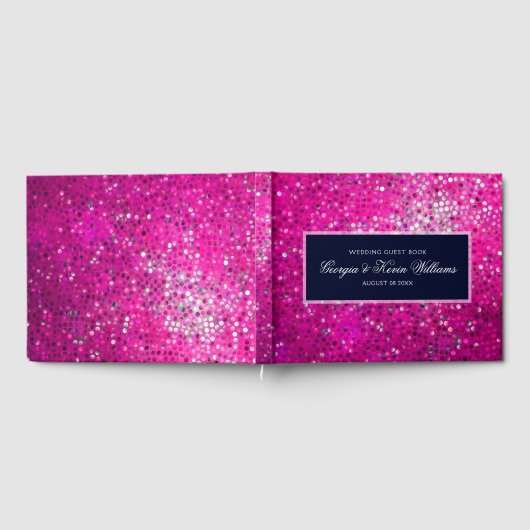 Livre D'or Motif de Parties scintillant rose chaud (Complet)