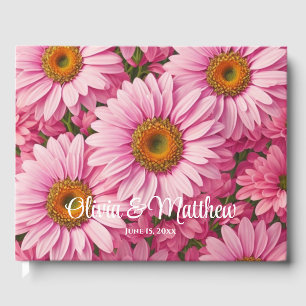 Livre D'or Motif floral rétro rose aux marguerites