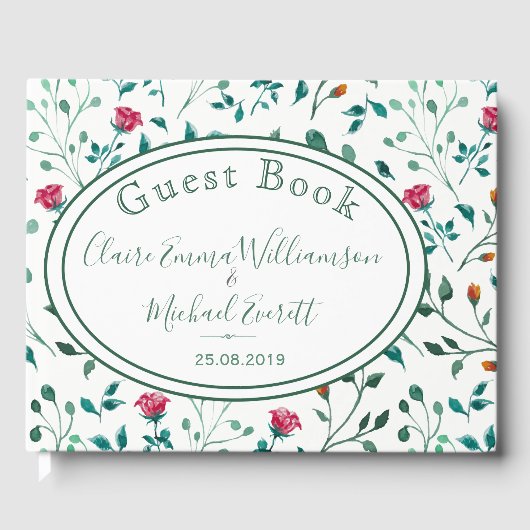 Livre D'or Motif Floral Rustique & Foliage Vert | MARIAGE (Recto)