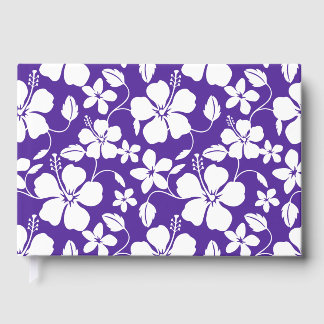 LIVRE D'OR MOTIF HULA HAWAIEN (HIBISCUS) EN VIOLET