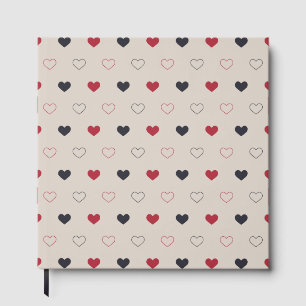 Livre D'or Motif sans couture à cœur rouge et beige, minimali