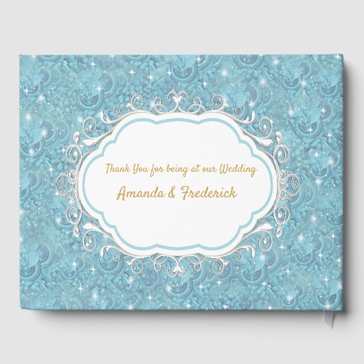 Livre D'or Motif soyeux bleu mélangé avec éclat blanc (Verso)