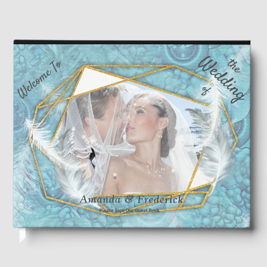 Livre D'or Motif soyeux bleu mélangé avec éclat blanc (Recto)