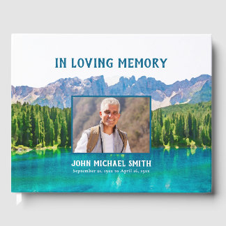 Livre D'or Mountain Lake Photo Memorial ou Funeral Guest Book