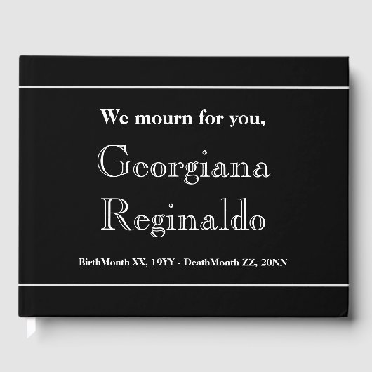 Livre d'or Mournful & Elegant Memories (Recto)