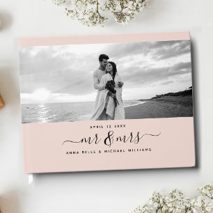 Livre D'or Mr & Mrs Elegant Script Blush Pink Photo Mariage