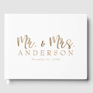 Livre D'or MR. & MRS. Gold Script Typography Moderne Minimali