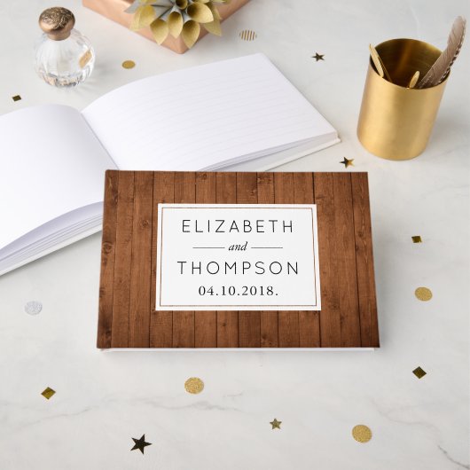 Livre D'or Mur de grange, Planches en bois, Planes, Mariage r (Recto ouvert)