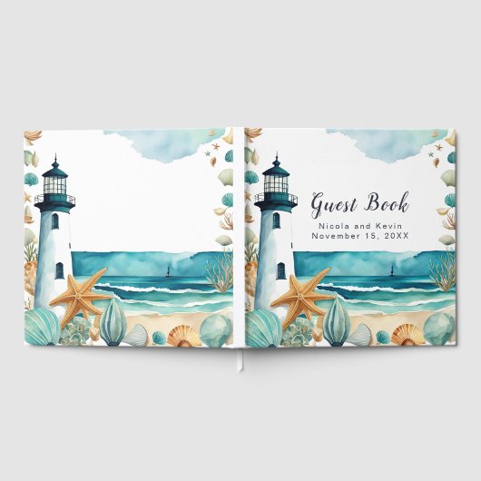 Livre D'or Nautical Lighthouse Wedding Guest Book (Complet)
