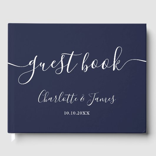 Livre D'or Navy Blue Signature Script Photo Wedding (Recto)
