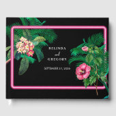 Livre D'or Neon Pink Tropical Retro Botanical Mariage (Recto)