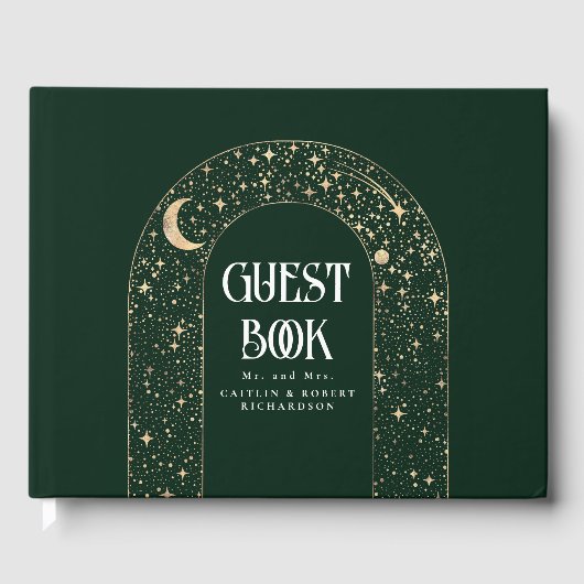 Livre D'or Night Sky Stars Celestial Emerald Green Mariage (Recto)