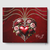 Livre D'or Noble coeur gothique avec fleurs. (Verso)