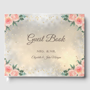 Livre D'or Noces de diamants d'or roses bordeaux