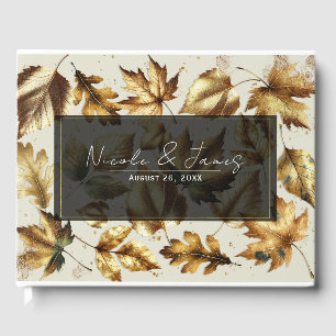 Livre D'or Noces de mariage automnal glamour beige et amande