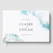 Livre D'or Noces de mariage côtières aux vagues bleues éclabo (Recto)