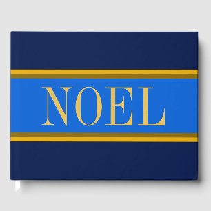 Livre D'or NOEL Elegant Royal Blue Navy Stripes de Noël