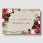 Livre D'or Noël Russe Boho Floral Bourgogne or Burlap (Recto)