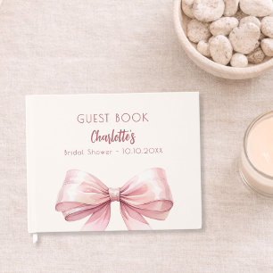 Livre D'or Nœud rose blush beige crème Baby Shower