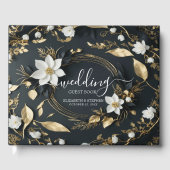 Livre d'or noir blanc Floral Wreath Mariage (Recto)